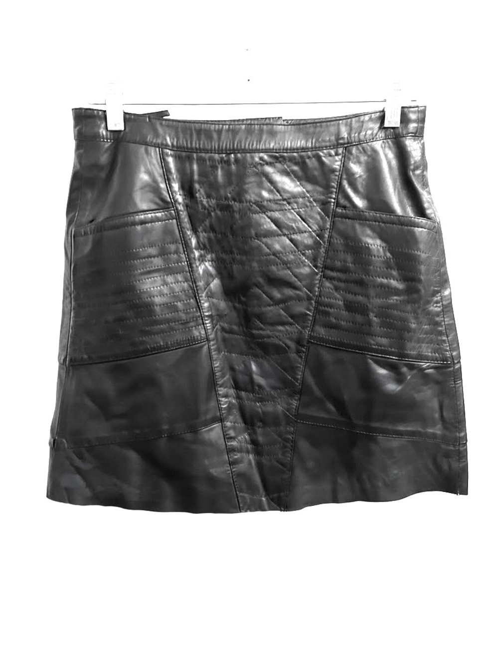 Zadig & Voltaire Black Quilted Leather Panel Mini Skirt 36
